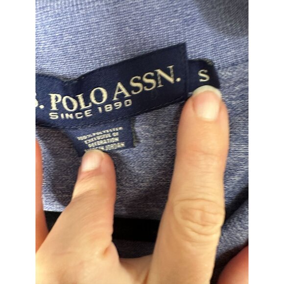 US Polo Mens‎ Blue Purple Polo Shirt Small short sleeve collared polyester - Picture 3 of 6